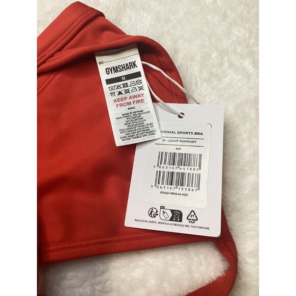Gymshark Womens Minimal Sports Bra M Light Support Red NWT - Picture 8 of 8